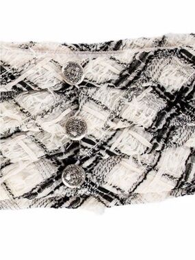 Authentic CHANEL waist belt Tweed  Silver Buttons super cute